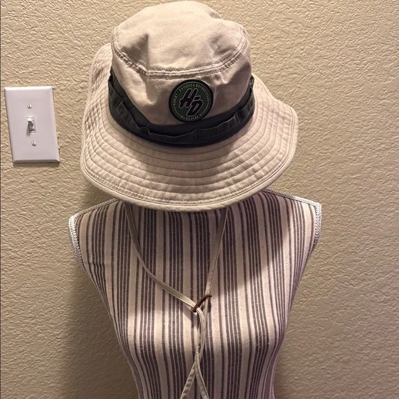 Tan Bucket Hat with Green Logo - Picture 1 of 3